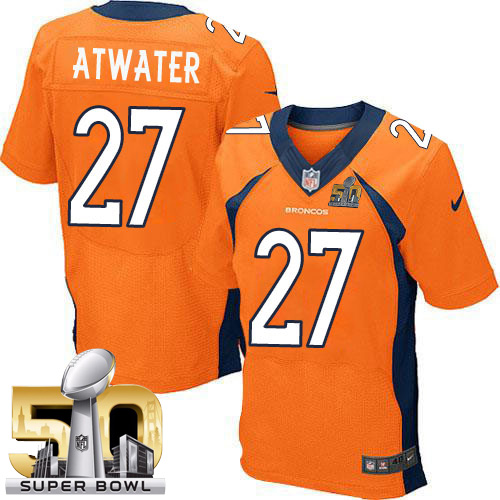 Men's Elite Steve Atwater Super Bowl L Nike Jersey Orange Home - #27 NFL Denver Broncos